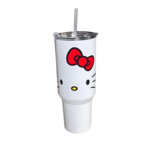 Hello Kitty Sanrio Big Tumbler Cup Black Handle Straw Flip Top Lid