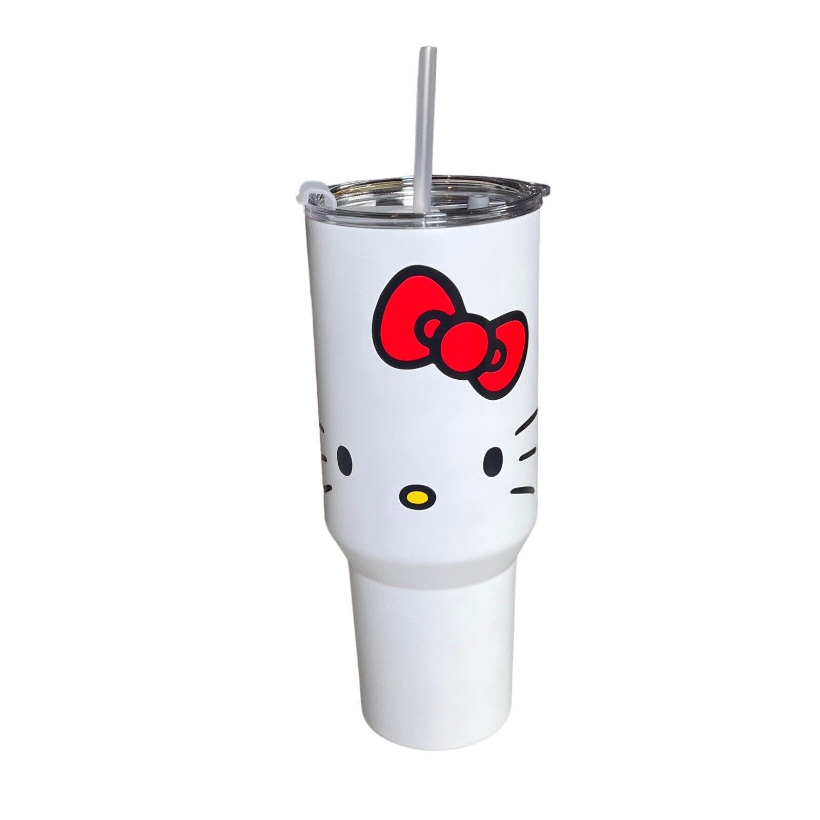 Hello Kitty Sanrio Big Tumbler Cup Black Handle Straw Flip Top Lid