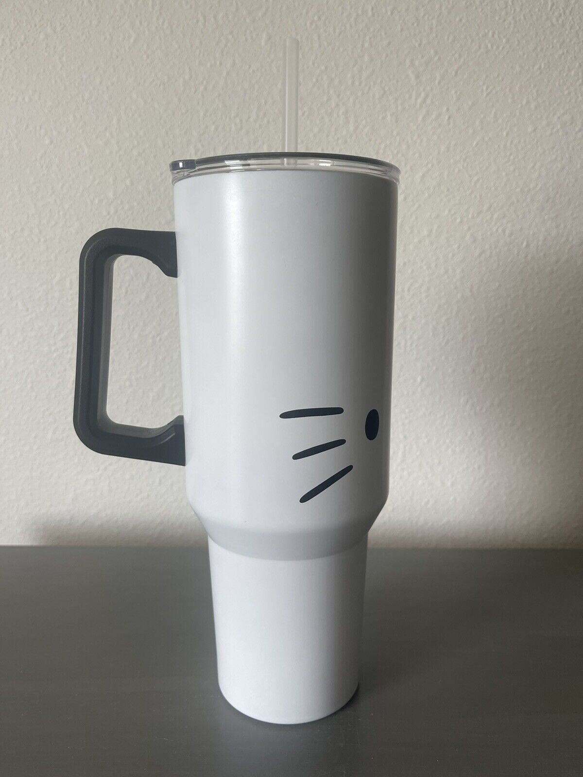 Hello Kitty Sanrio Big Tumbler Cup Black Handle Straw Flip Top Lid - Image 10