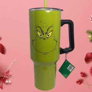 The Grinch Grinning Face 40 Oz Green Stainless Steel Tumbler With Handle